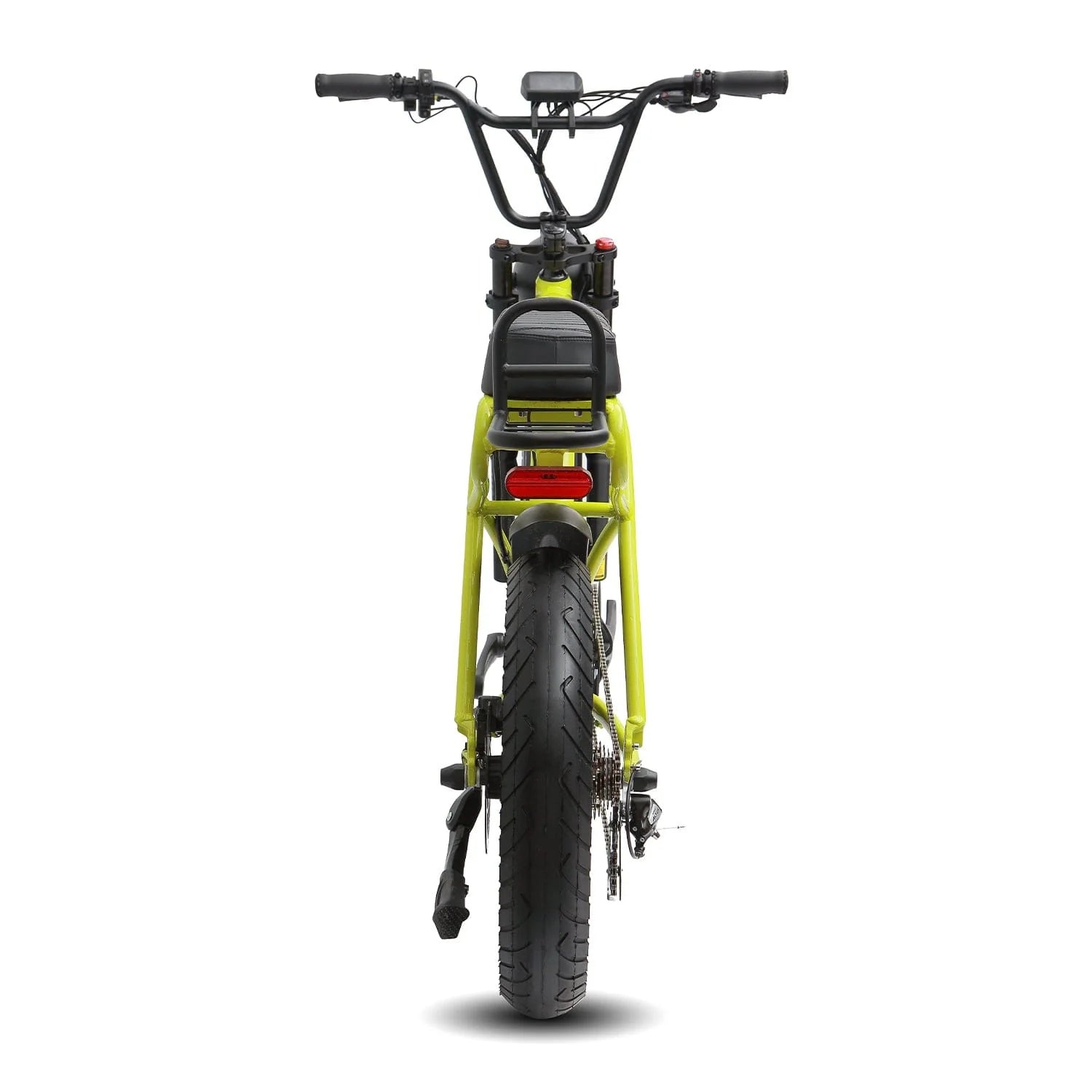 Green KASEN Kabbit Plus 2.0 electric bike with 1000W motor, 20x4 fat tires, e-moto style frame, and rear rack.