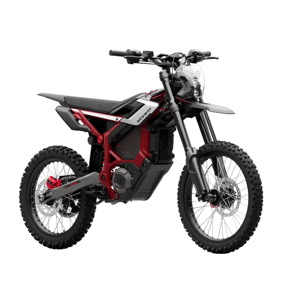 eMOTO Segway Xaber 300 electric dirt bike in Shred Velvet color, side view, parked on a plain background