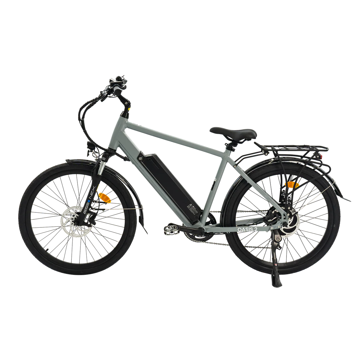 Gray eBike Revi Oasis.2 electric bicycle side view on white background