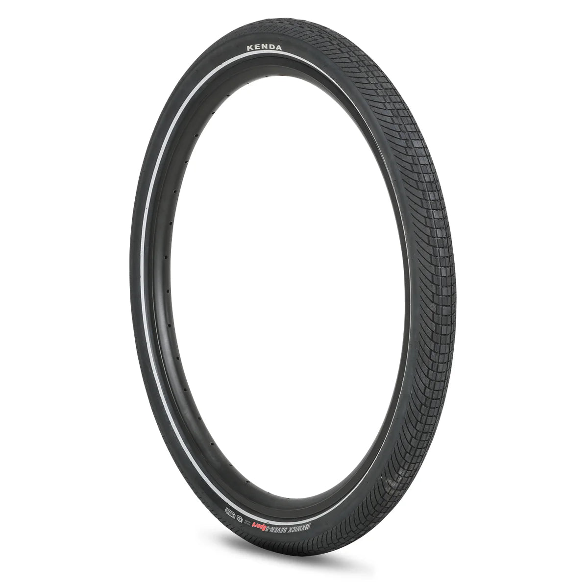 Product image of a Kenda Kwick Seven.5 eBike tire, size 27.5x2.20, showing tread pattern and sidewall branding.