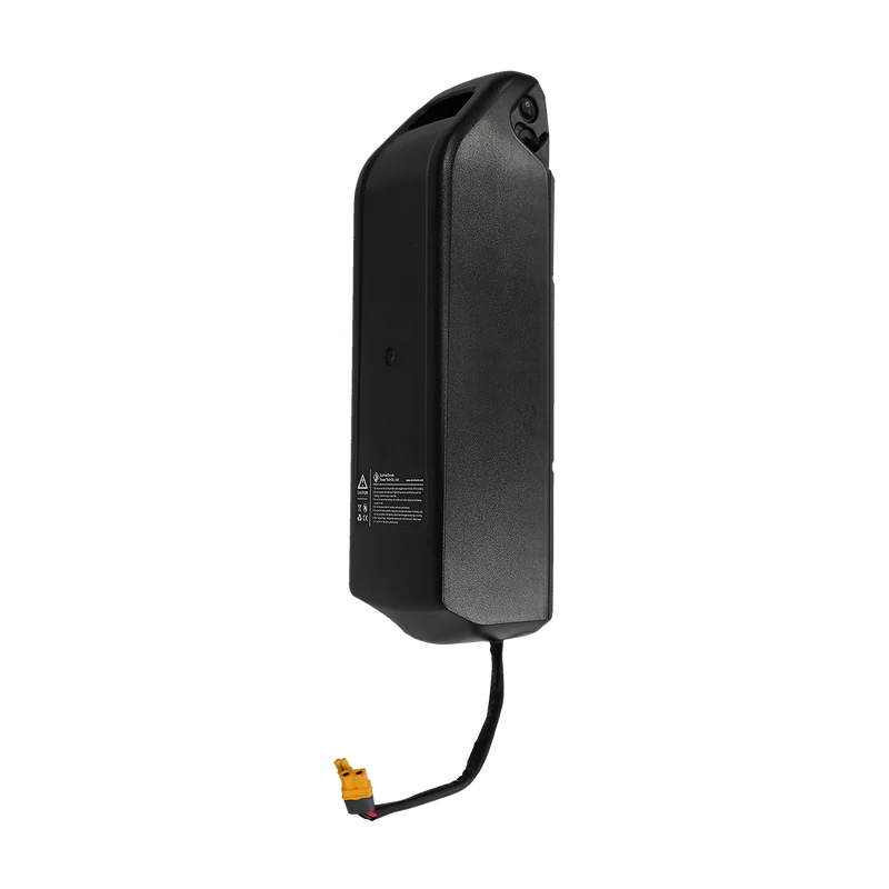 Auxiliary eBike battery for Revi Flux, black rectangular battery pack with connector port, displayed on a white background.