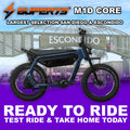 Super73 M1D Core eMOTO eBike in Slate color, side view, ready to ride, displayed against a plain background