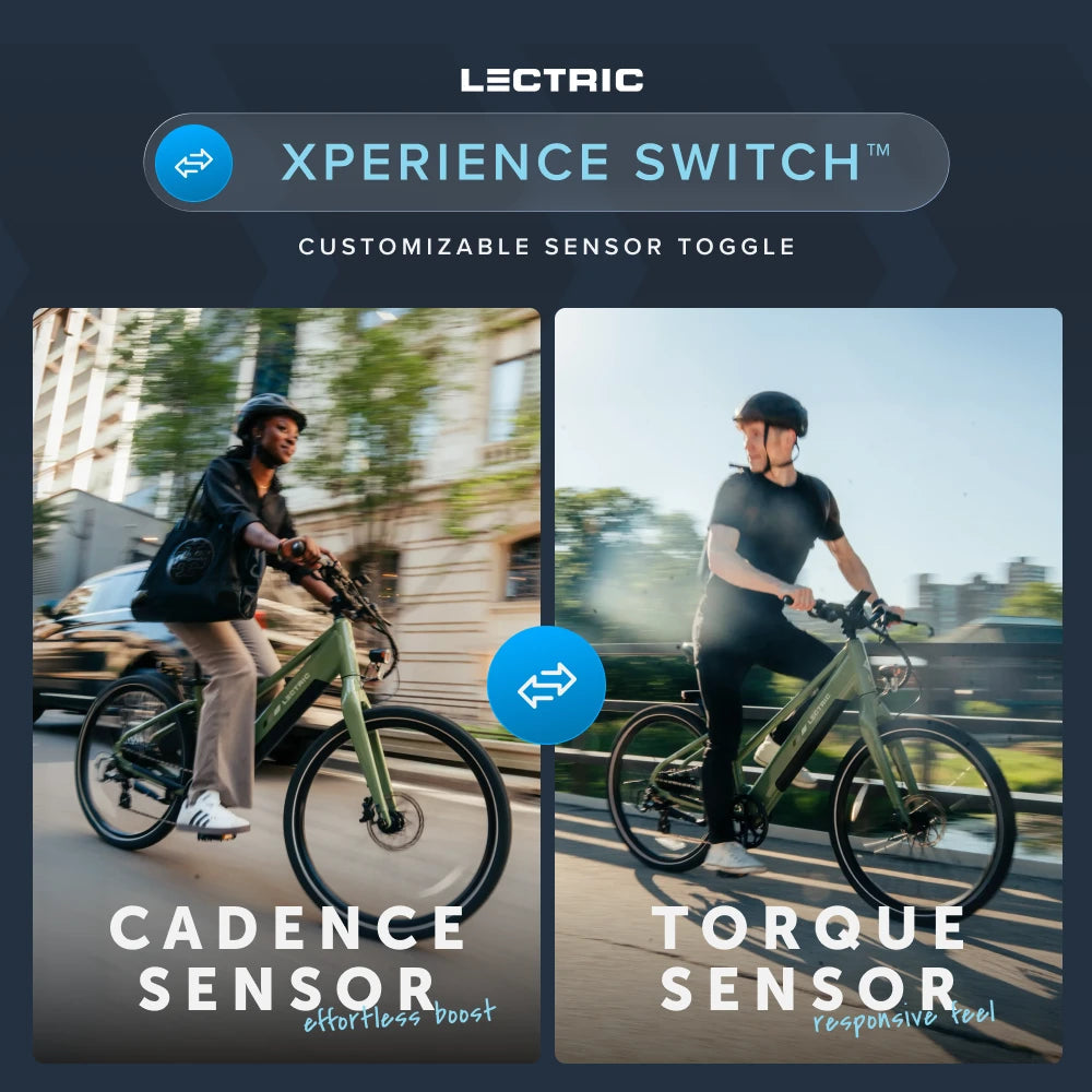 A black Lectric XPress Lite electric bike shown from a side angle, highlighting its lightweight frame, step-through design, and compact wheels.