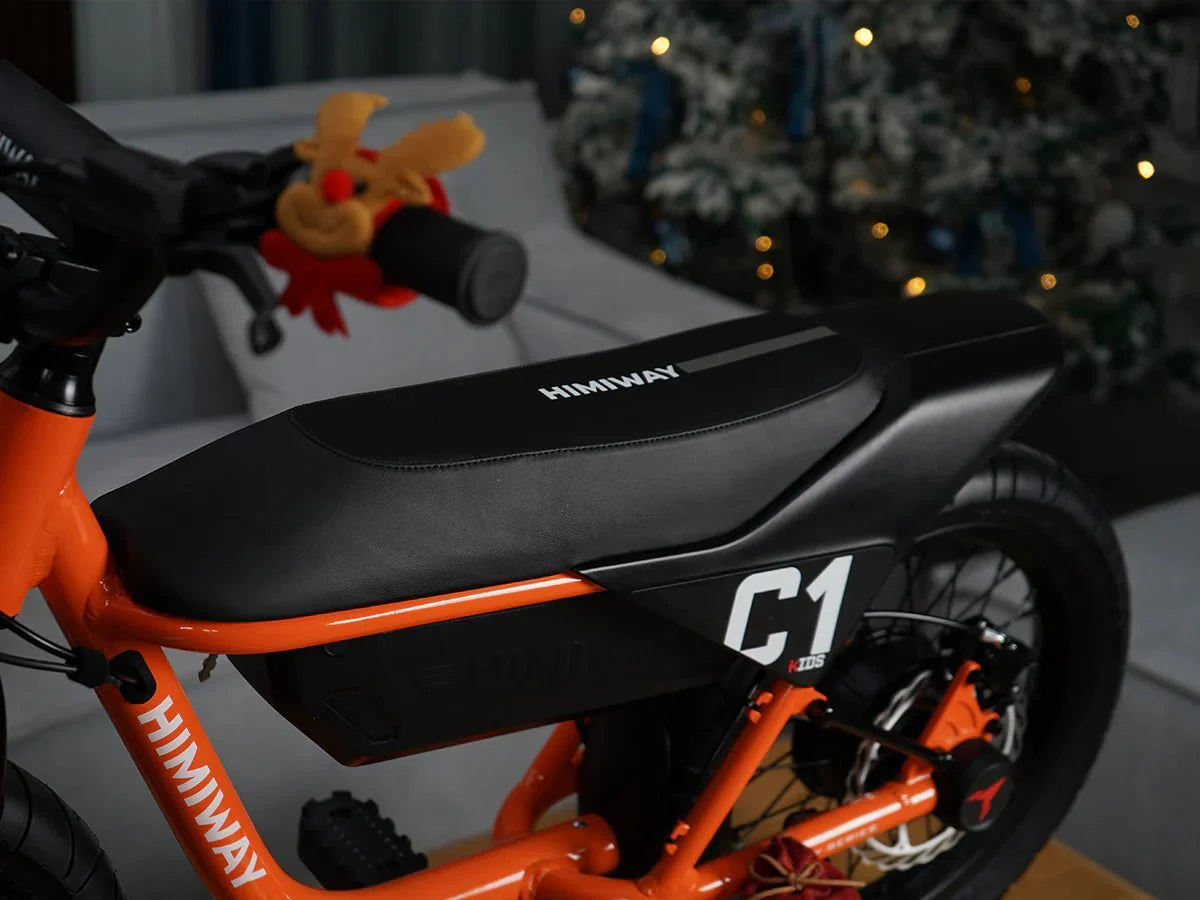A Himiway C1 Kids E-Bike with a 350W motor, step-over frame, and 16x3 inch fat tires, shown in a side view.
