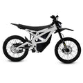 eMOTO Strike SRPNT X3 electric motorcycle in White Savage color, side view, showcasing sleek design and aggressive styling.