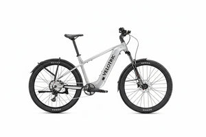 A black Velotric Summit 2 eBike shown from the side, featuring a sturdy frame, front suspension fork, wide tires, and integrated battery.