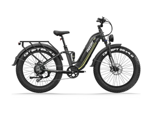 Black Freesky Wild Cat Ultra A-340 eBike, side view, showcasing frame, wheels, and battery
