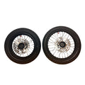 eMOTO wheel set for Tuttio Soleil 01 featuring CST Super Moto tires, product image showing both wheels with mounted tires.